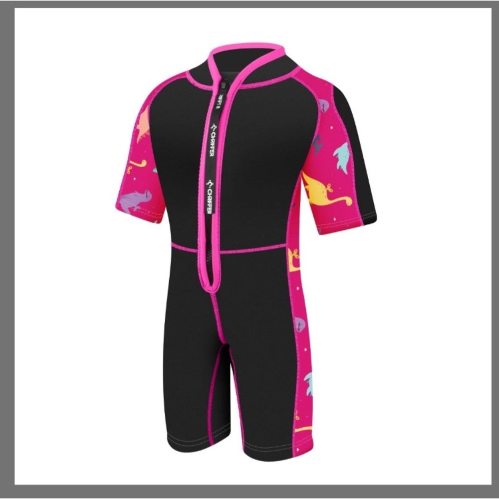 Chriffer Kids/Youth Wetsuit Shorty Wet Suit 2mm Neoprene Pink/Black multiples